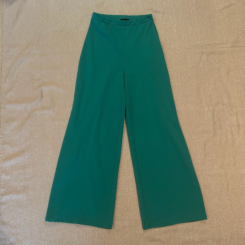 Teal green wide leg women’s trousers